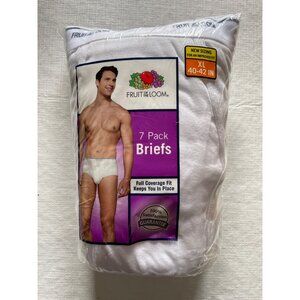 2013 Fruit Of The Loom Mens 7 Pack White Briefs XL 40-42 Inch